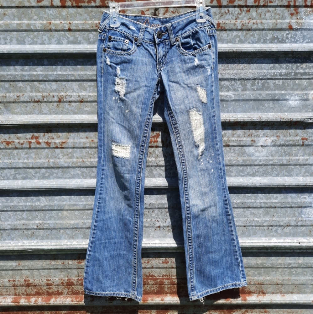 Distressed Denim Premier Jeans With Splatter Paint Design